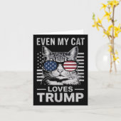 私の猫も切り株が大好きなサングルスUsa国旗 カード (黄色い花)