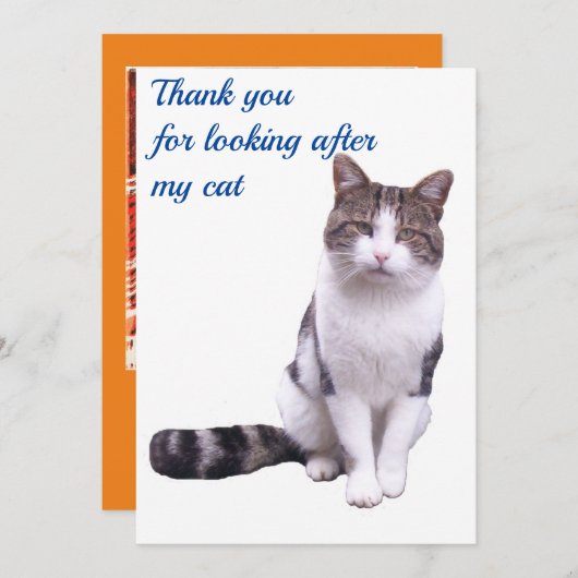 私の猫カードを預かってくれてありがとう サンキューカード (正面/裏面)
