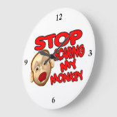 私の猿をおびえさせることを止めて下さい ラージ壁時計 (傾斜)