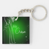 私の王冠の正方形(両面の) Keychainを緑化して下さい キーホルダー (裏面)