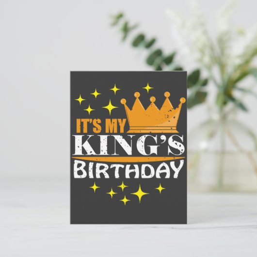 私の王様の誕生日お祝いパーティーギフト ポストカード (スタンド正面)