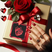 私の甘いハート赤シャイニーバレンタインスクエアステッカー スクエアシール