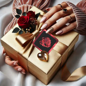 私の甘いハート赤シャイニーバレンタインスクエアステッカー スクエアシール