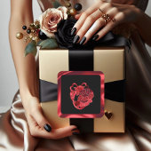 私の甘いハート赤シャイニーバレンタインスクエアステッカー スクエアシール