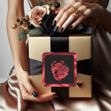 私の甘いハート赤シャイニーバレンタインスクエアステッカー