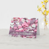 私の甘いバレンタイン – 素敵な砂糖のハートで！ カード (黄色い花)