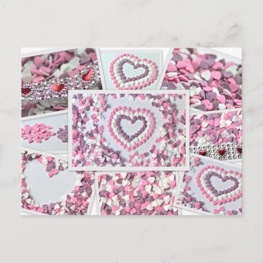 私の甘いバレンタイン – 素敵な砂糖のハートで！ ポストカード (正面)