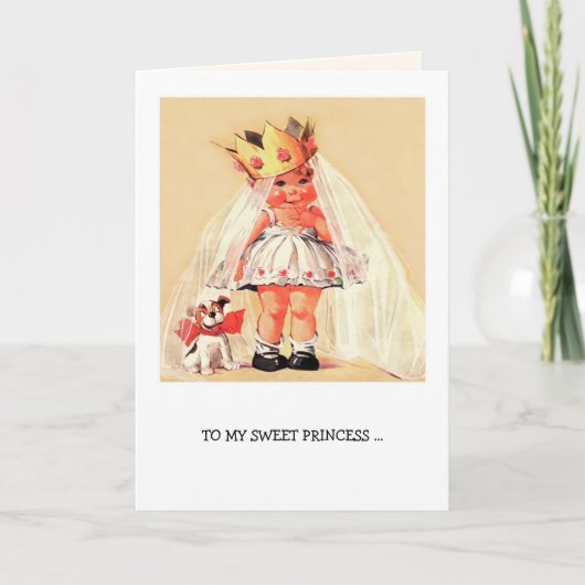 私の甘いプリンセスへ。ヴィンテージアートバレンタインデー シーズンカード (正面)