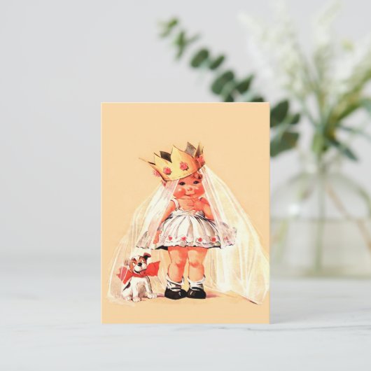 私の甘いプリンセスヴィンテージアートバレンタインデー シーズンポストカード (スタンド正面)