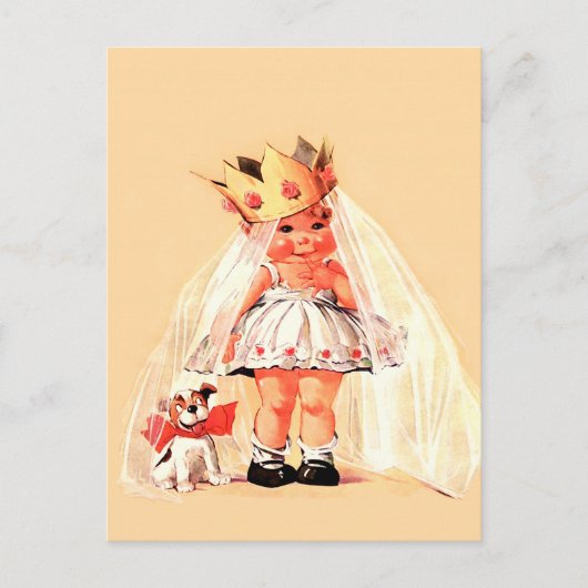 私の甘いプリンセスヴィンテージアートバレンタインデー シーズンポストカード (正面)