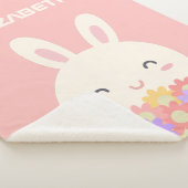 私の甘い小さなバニーと花パステルピンクの女の子 シェルパブランケット (3/4)