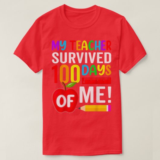私の生き延び先生100日の私のおもしろい学校ボー Tシャツ (デザイン正面)