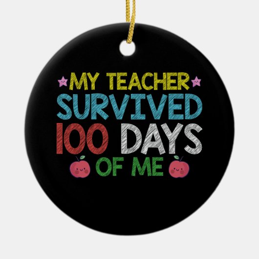 私の生き延び先生100日目の学校 セラミックオーナメント (正面)