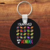 私の生き延び100日の学校の先生と子供のGif キーホルダー (正面)