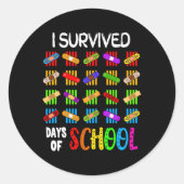 私の生き延び100日の学校の先生と子供のGif ラウンドシール (正面)