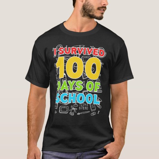 私の生き延び100日の学校Tシャツハッピー100th Tシャツ (正面)