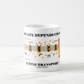 私の生命はトランスポート(ユーモア)に左右されます コーヒーマグカップ (中央)