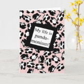 私の生命はパンダmonium -ピンクです カード (黄色い花)