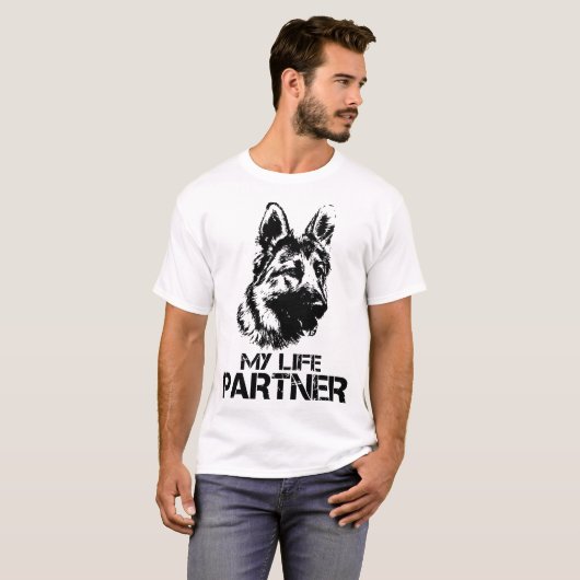 私の生命パートナーのジャーマン・シェパード犬 Tシャツ (正面フル)