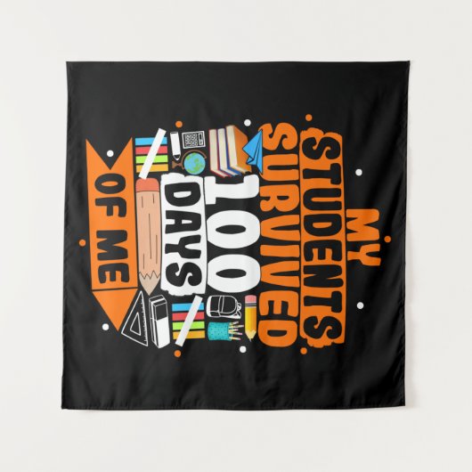 私の生徒たちは私を100日間耐え抜いた タペストリー (正面(横))