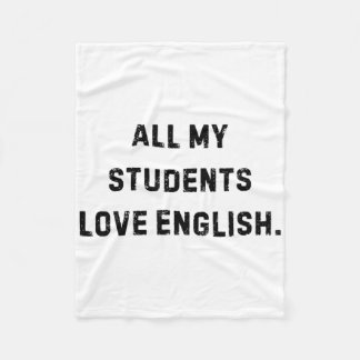 私の生徒はみんな英語が好き おもしろい先生 ホワイトL フリースブランケット