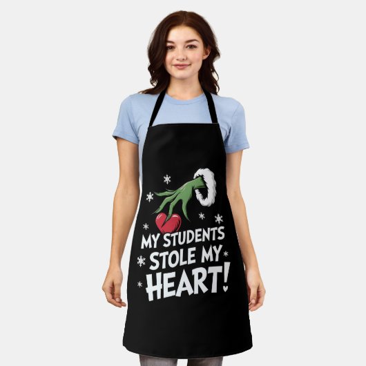 私の生徒は私のハートクリスマスクリスマス先生を盗んだ エプロン (着用した状態)