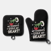 私の生徒は私のハートクリスマスクリスマス先生を盗んだ 鍋つかみ&鍋敷きセット (正面)