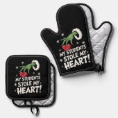 私の生徒は私のハートクリスマスクリスマス先生を盗んだ 鍋つかみ&鍋敷きセット (正面/裏面)