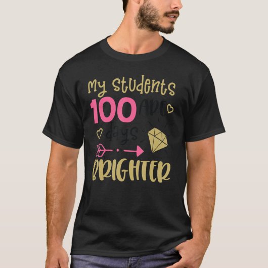 私の生徒は100人の日が明るい Tシャツ (正面)