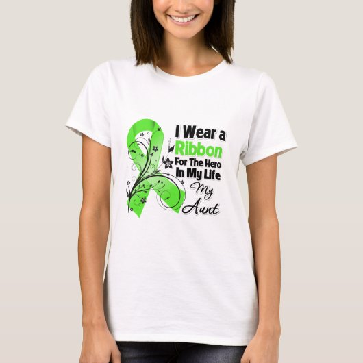 私の生活リンパ腫リボンの叔母ヒーロー Tシャツ (正面)