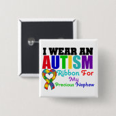 私の甥のための衣服Iの自閉症のリ大切ボン 缶バッジ (正面&裏面)