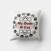 私の男と猫のおもしろいレトロ可愛いモダン前白 クッション (裏面)