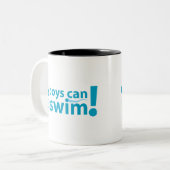 私の男の子は泳ぐことができます! ツートーンマグカップ (正面左)
