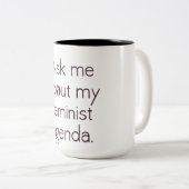 私の男女同権主義の議題のマグについて私に尋ねて下さい ツートーンマグカップ (正面右)