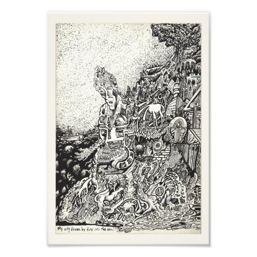 私の町は海に火で追い込まれた。 フォトプリント            (正面)