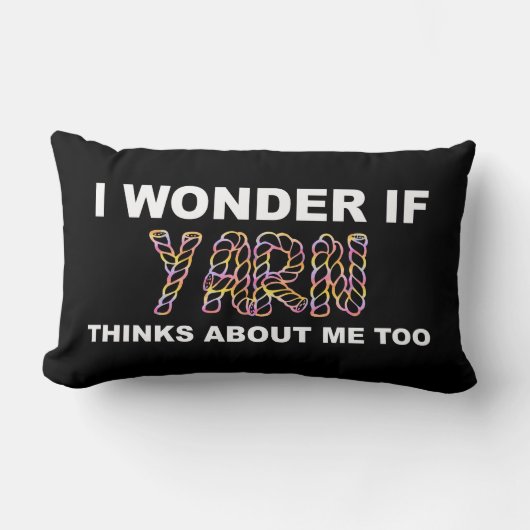 私の疑問に思こ考えとも編み物 ランバークッション (正面)