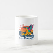 私の癒しは野鳥観察 ハチドリとサンセット コーヒーマグカップ (中央)