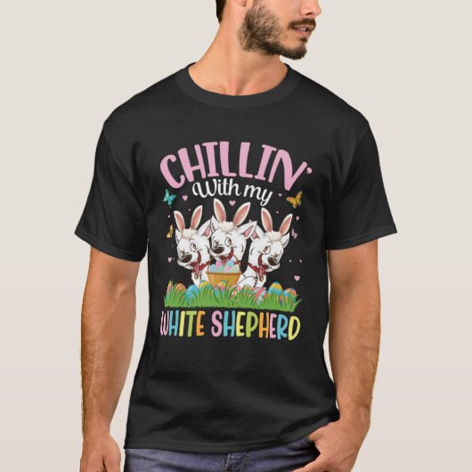 私の白い羊羽と蝶イースターエッグチリン Tシャツ (正面)