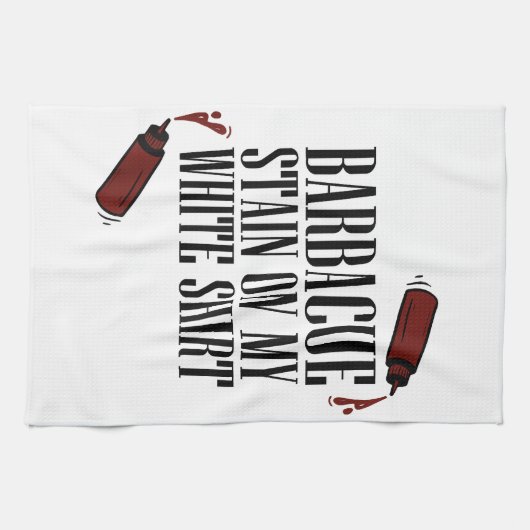 私の白のBBQステイン キッチンタオル (横)