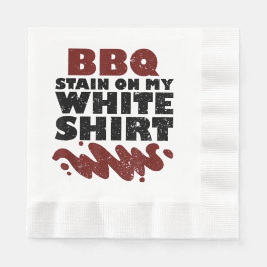 私の白のBBQステイン 縁ありランチョンナプキン (正面)