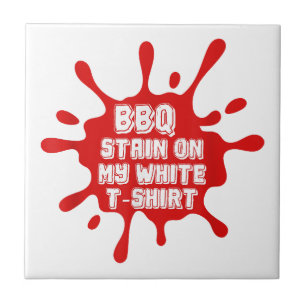 私の白TシャツのBBQステインおもしろいことわざSarcast タイル