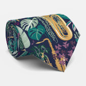 私の目に音楽//ミュージカル楽器と植物 ネクタイ (ロール)