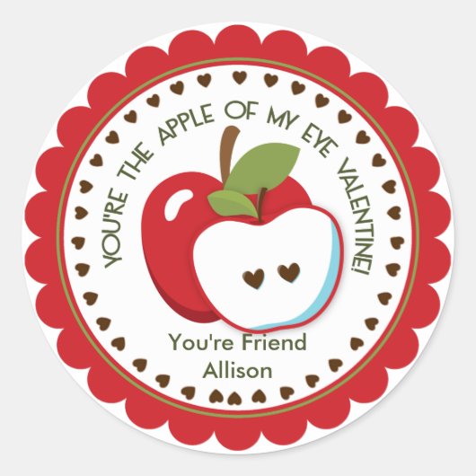 私の目のアップルバレンタインデーパーソナライズされた名 ラウンドシール (正面)