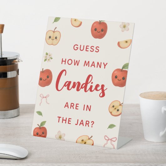 私の目のアップルベイビーシャワーはキャンディーの数を推測 台座サイン (インサイチュ)