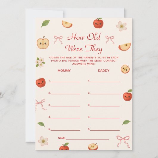 私の目のリンゴの赤ん坊シャワー彼らは何歳だった 招待状 (正面)