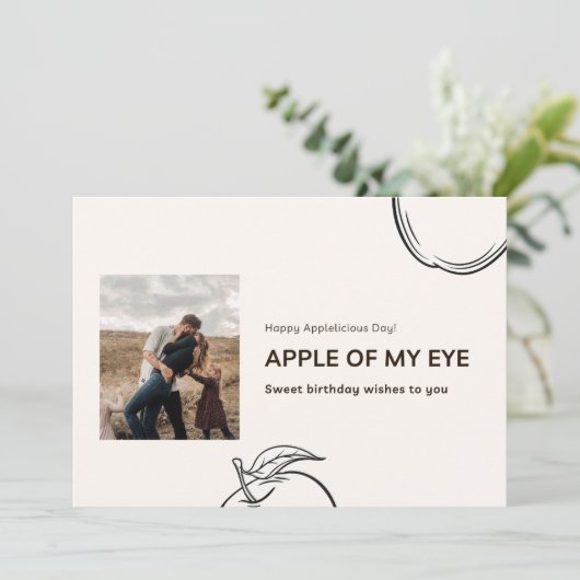 私の目の中のリンゴ オーダーメイド誕生日写真カード カード (スタンド正面)