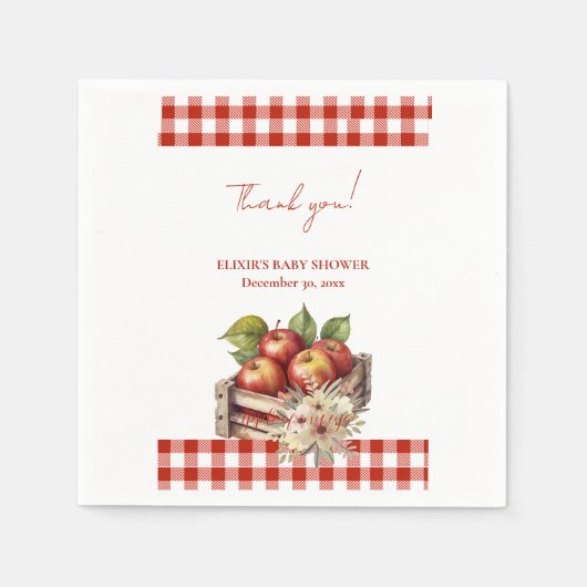 私の目の中のリンゴ レッド オーチャード ベイビー シャワーパーティー スタンダードカクテルナプキン (正面)