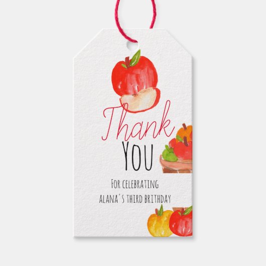 私の目の子供の誕生日のアップルメッセージカード ギフトタグ (正面)