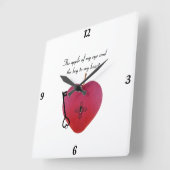 私の目の林檎と鍵とハート スクエア壁時計 (傾斜)