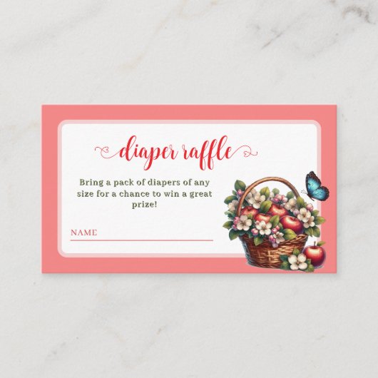 私の目の赤ちゃんシャワーおむつラッフルのリンゴ エンクロージャーカード (正面)